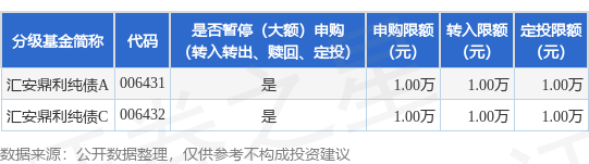 手机配资论坛官网 公告速递：汇安鼎利纯债基金暂停大额申购、转换转入及定期定额投资业务